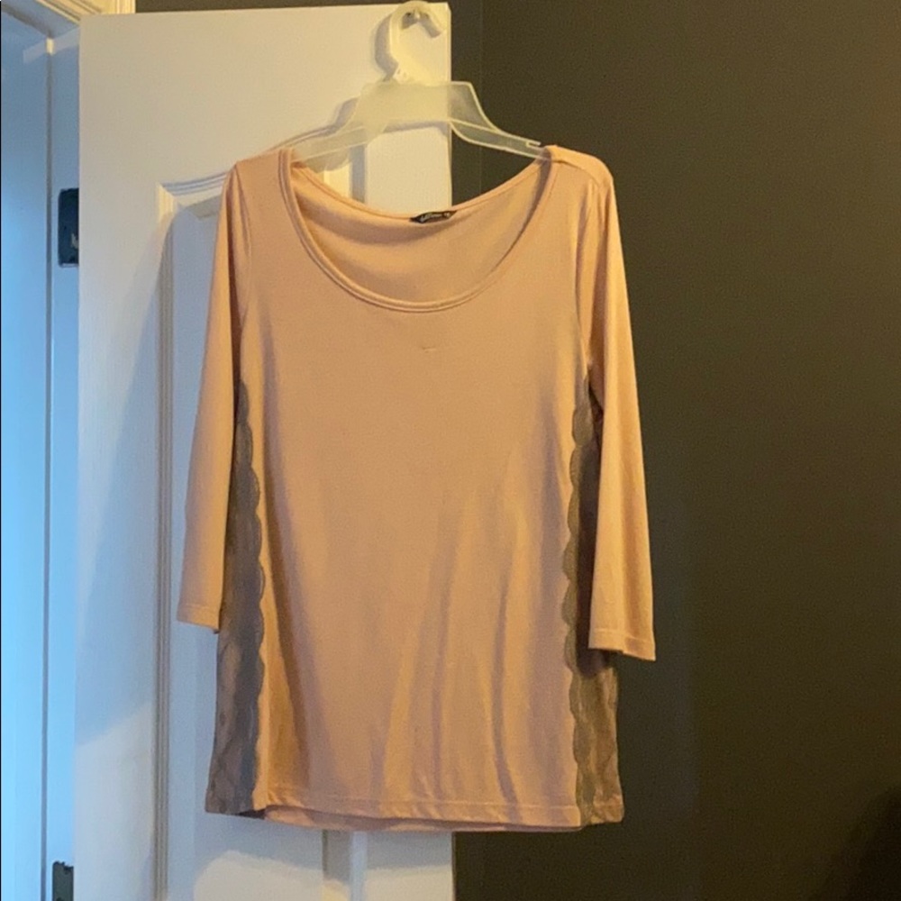 Rose pink and Gray lace three quarter sleeve